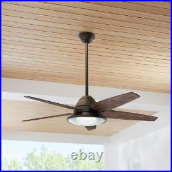 Ceiling Fan with Light Kit Reversible Motor Dimmable Plywood Dark in Brown/Gray