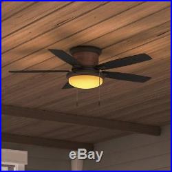 Ceiling Fan with Light Kit Roanoke 48 in. LED Natural Iron Flush-mount Design