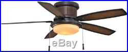 Ceiling Fan with Light Kit Roanoke 48 in. LED Natural Iron Flush-mount Design