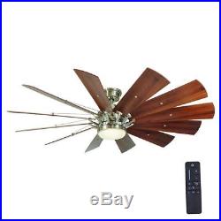 Ceiling Fan with Light Kit Trudeau 60 in. LED Indoor Brushed Nickel Sunroom