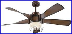 Ceiling Fan with Light Kit and Remote 52-in Mediterranean walnut with bronze