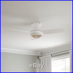 Ceiling Fan with Light Kit and Remote Control 44 in Indoor Flush Mount White