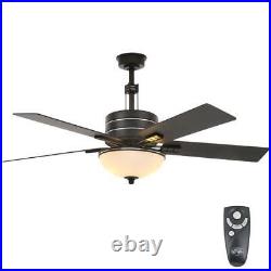 Ceiling Fan with Light Kit and Remote Control 52 in. Carlsbad Black Hampton Bay