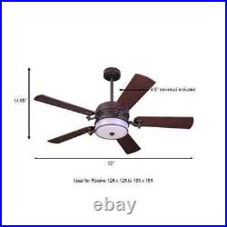 Ceiling Fan with Light Kit and Remote Control in Reversible Blade Bronze