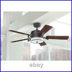 Ceiling Fan with Light Kit and Remote Control in Reversible Blade Bronze
