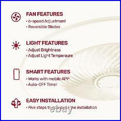 Ceiling Fan with Light Modern Bladeless Ceiling Fan with Remote Control Smart LE