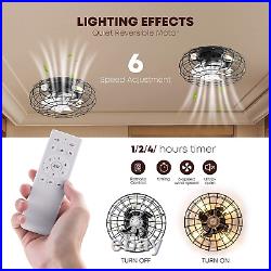 Ceiling Fan with Lights, 16 Inch Caged Ceiling Fan Lights Remote Control Small I