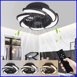 Ceiling Fan with Lights Remote Control Black, 18 Flush Mount Low Profile Fan, M