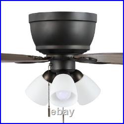 Ceiling Fan with Reversible Blades and Light Kit Indoor LED Bronze