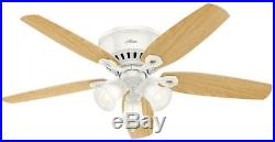 Ceiling Fans Hunter Ceiling Fan Low Profile 52 in. Indoor White with Light Kit
