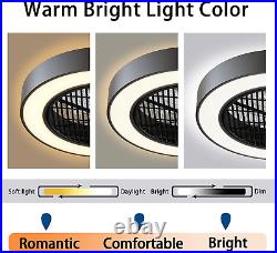 Ceiling Fans with Lights Enclosed Low Profile Fan Light LED Remote Control Dimmi