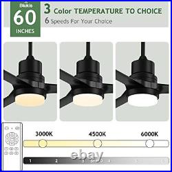 Ceiling Fans with Lights, Indoor and Outdoor Ceiling Fan with 60-Inch Black