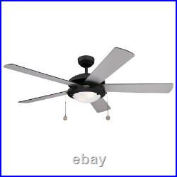 Ceiling fan with light kit and pull chains Comet Black and Silver 132 cm 52