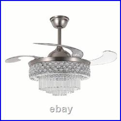 Ceiling fan with light kit and remote control 42 Crystal Chandelier 6 Speed