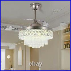 Ceiling fan with light kit and remote control 42 Crystal Chandelier 6 Speed