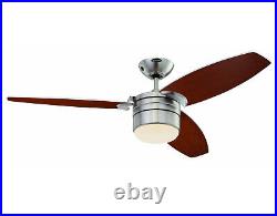 Ceiling fan with light kit and remote control Lavada Satin Chrome 122 cm 48