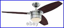 Ceiling fan with light kit and remote control Lavada Satin Chrome 122 cm 48