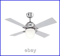Ceiling fan with light kit and remote control Saxton 105 cm Chrome & Clear