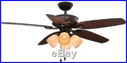 Channing Ceiling Fan with Light Kit 52 in. Indoor New Bronze Reversible Hunter