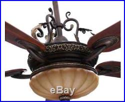 Chateau 52 inch de-ville 5-Walnut Blades Ceiling Fan Aged Glass Dome Light Kit