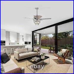 Chrome 52 Inch Ceiling Fan With Crystal Light Kit