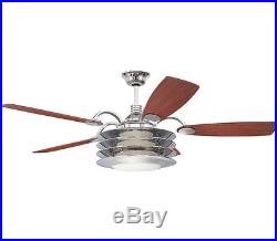 Chrome 54 Ceiling Fan With Teak/Walnut Blades Light Kit And Remote