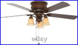 Classic Ceiling Fan with Light Kit Flush Mount 52 in 5 Blade Indoor Berre Walnut