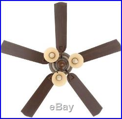 Classic Ceiling Fan with Light Kit Flush Mount 52 in 5 Blade Indoor Berre Walnut