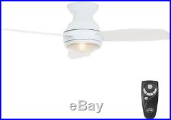 Clear Glass Light Kit White Ceiling Fan Speed Flush Mount Blades Remote Control