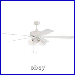 Craftmade 60 Outdoor Super Pro Ceiling Fan, White/4 Light Kit/Clear OS104W5