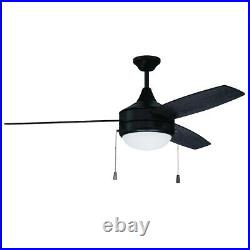 Craftmade Phaze 3, 2 Light Ceiling Fan/LED Light Kit, Flat Black PHA52FB3