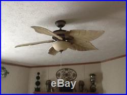 Damp Outdoor/Indoor 56 Wood Ceiling Fan Unique Angel Palm Leaf, Patio Light Kit