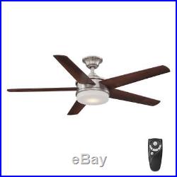 Davrick 52 in. LED Indoor Brushed Nickel Ceiling Fan with Light Kit and Remote