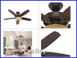 Designe Deluxe 52 in. Indoor New Bronze Ceiling Fan with Light Kit Blades Remote
