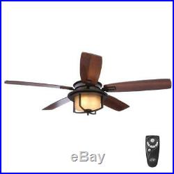 Devereaux II 52 in. Indoor Oil-Rubbed Bronze Ceiling Fan with Light Kit & R/C