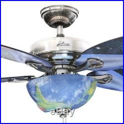 Discovery 48 in. Indoor Brushed Nickel Ceiling Fan with Light Kit Outer Space