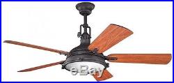 Distressed Black Downrod/Close Mount Indoor Ceiling Fan Light Kit and Remote New