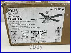 Ellard 52 in LED Brushed Nickel Ceiling Fan with Light Kit Wood Blades 3 Speed