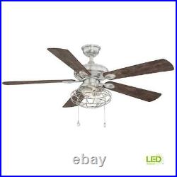 Ellard 52 in. LED Brushed Nickel Ceiling Fan with Light Kit by Home Decorators