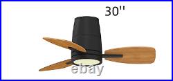 Emidia Blade LED Flush Mount Ceiling Fan with Light Kit Included Black
