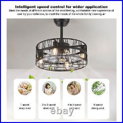 Enclosed Ceiling Fan Time Function Caged Ceiling Fan Light Kit WithRC Home