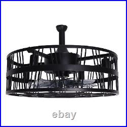Enclosed Ceiling Fan Time Function Caged Ceiling Fan Light Kit WithRemote Control