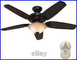 Fairhaven Ceiling Fan with Light Kit 52 Indoor Basque Black Remote Control New