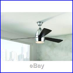 Fancy Liquid Chrome 52 Ceiling Fan + Remote LED Light Kit Office Loft Fixture