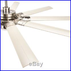 Fanimation 72 inch Brushed Nickel Ceiling Fan 9 Blade LED Light Kit and Remote