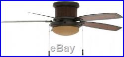 Flush Mount Ceiling Fan Hugger Low Profile Stylish LED Light Kit Indoor Outdoor