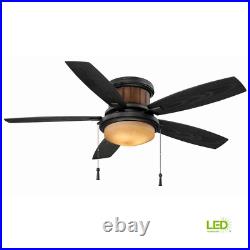 Flush Mount Ceiling Fan Natural Iron Stylish Light Kit Indoor Outdoor Wet Rated
