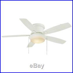 Flush Mount Ceiling Fan With Dome Light Kit 48'' LED Indoor Outdoor Matte White