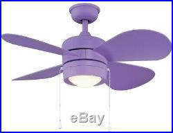 Flush Mount Ceiling Fan with Light Kit LED 36 inch Reversible 4 Blades Purple