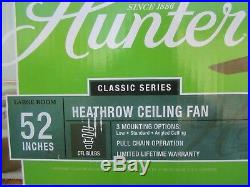 Free Ship, Hunter Heathrow 52 in. Indoor New Bronze Ceiling Fan with Light Kit
